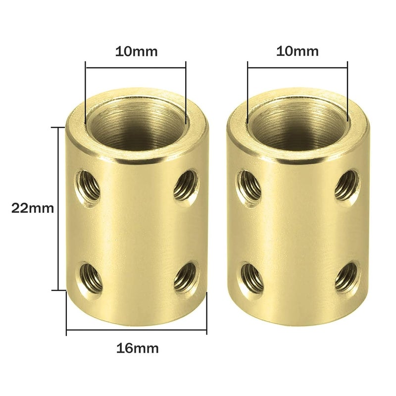 Boxonly Shaft Coupling 10mm to 10mm Bore Coupler Connector Joint Motor Accessories D16mm x L22mm for 3D Printer Encoder CNC Machine,Brass Color - Image 2